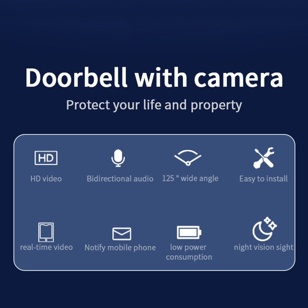 Smart WiFi Video Doorbell Set with Mobile Remote Intercom & HD Wide-Angle View