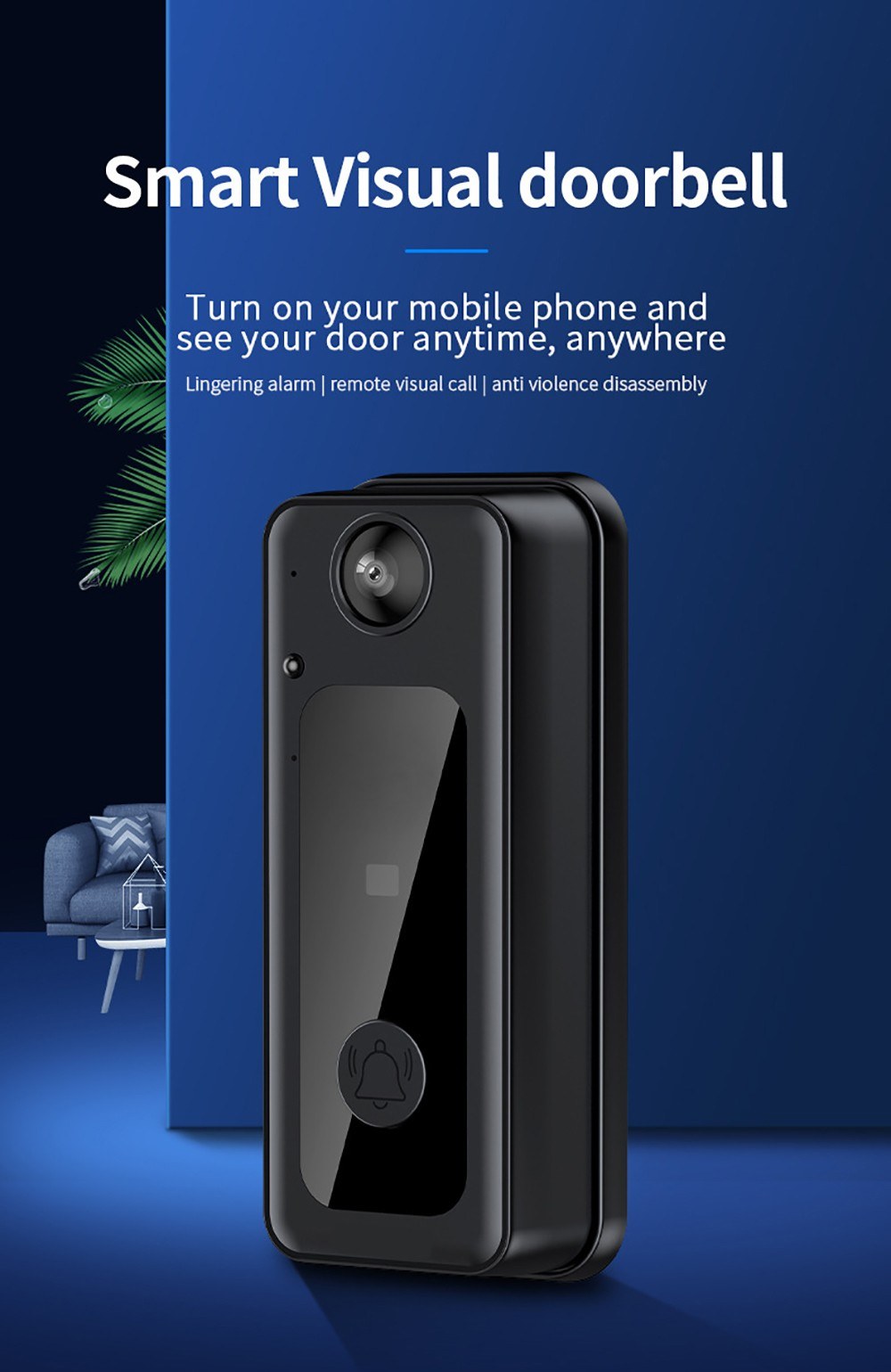 Smart WiFi Video Doorbell Set with Mobile Remote Intercom & HD Wide-Angle View