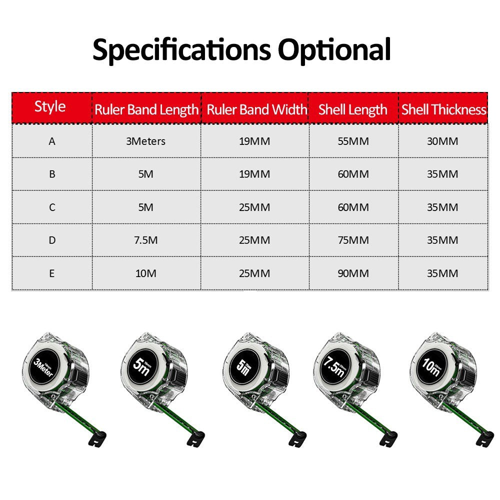 High-Precision Fluorescent Tape Measure with Clear Scale, Durable Transparent Shell