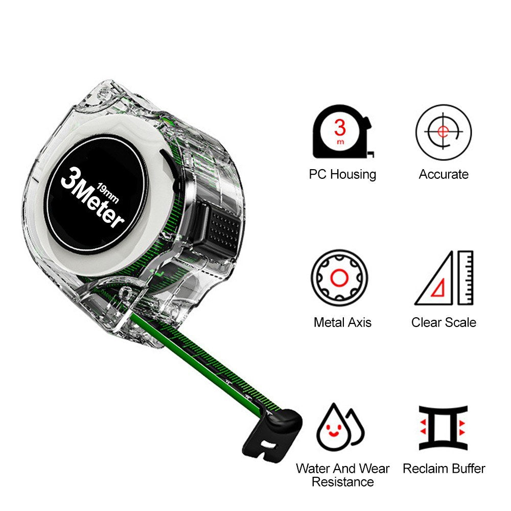 High-Precision Fluorescent Tape Measure with Clear Scale, Durable Transparent Shell