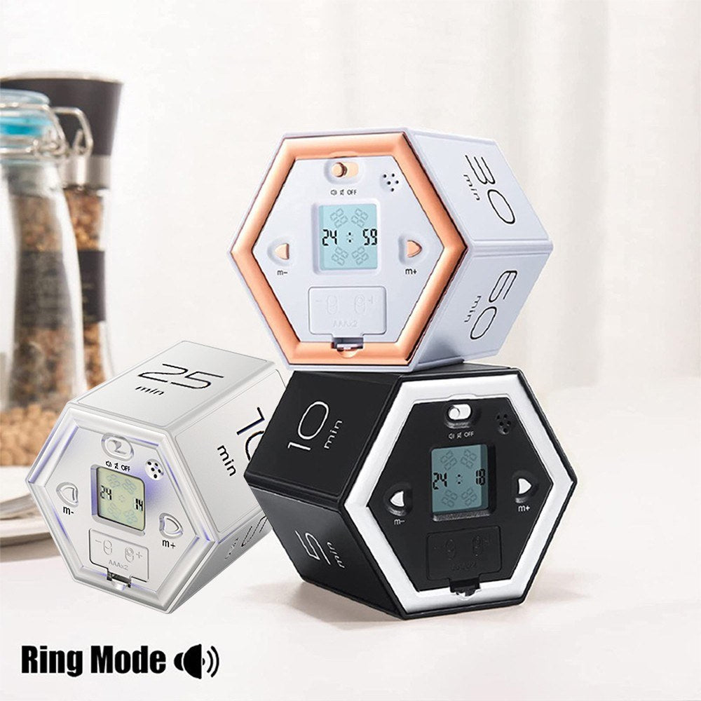 Magnetic Hexagon Flip Timer - Digital Clock for Kitchen, Studying, Cooking, Exercising, Easy-to-Use Focus Timer