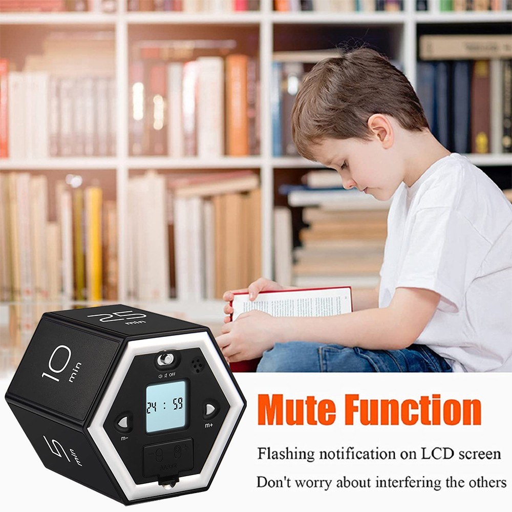 Magnetic Hexagon Flip Timer - Digital Clock for Kitchen, Studying, Cooking, Exercising, Easy-to-Use Focus Timer