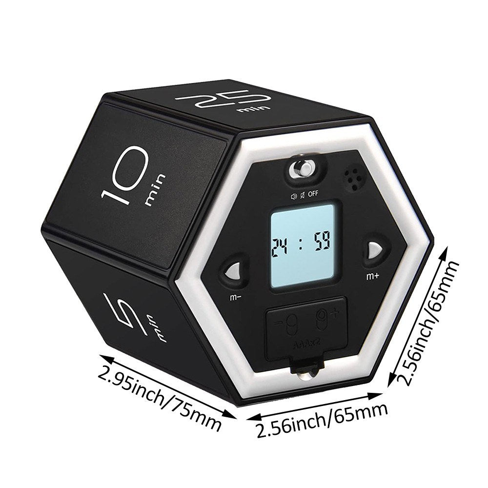 Magnetic Hexagon Flip Timer - Digital Clock for Kitchen, Studying, Cooking, Exercising, Easy-to-Use Focus Timer