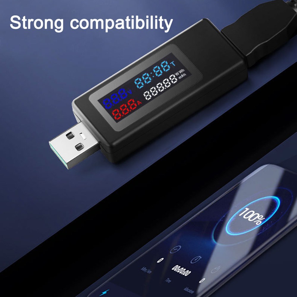 KWS-V30 6in1 USB Power Meter Tester: Current & Voltage Monitor with Power-off Memory