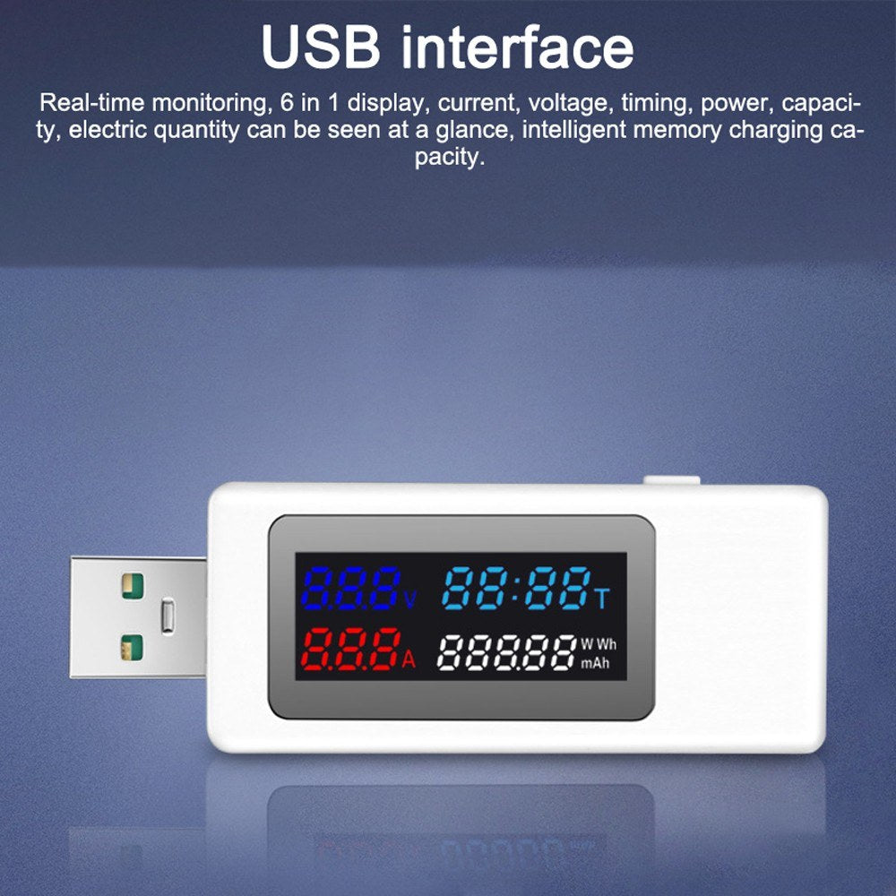 KWS-V30 6in1 USB Power Meter Tester: Current & Voltage Monitor with Power-off Memory
