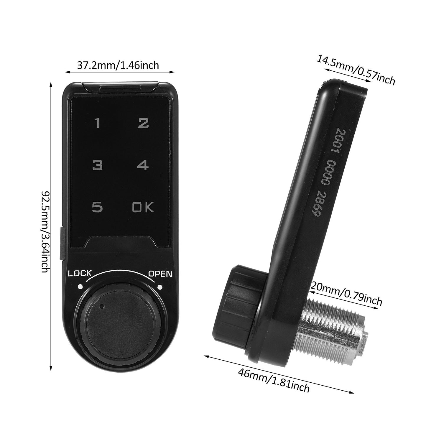 Smart Touchscreen Combination Lock for Drawers and Lockers - Plastic Panel