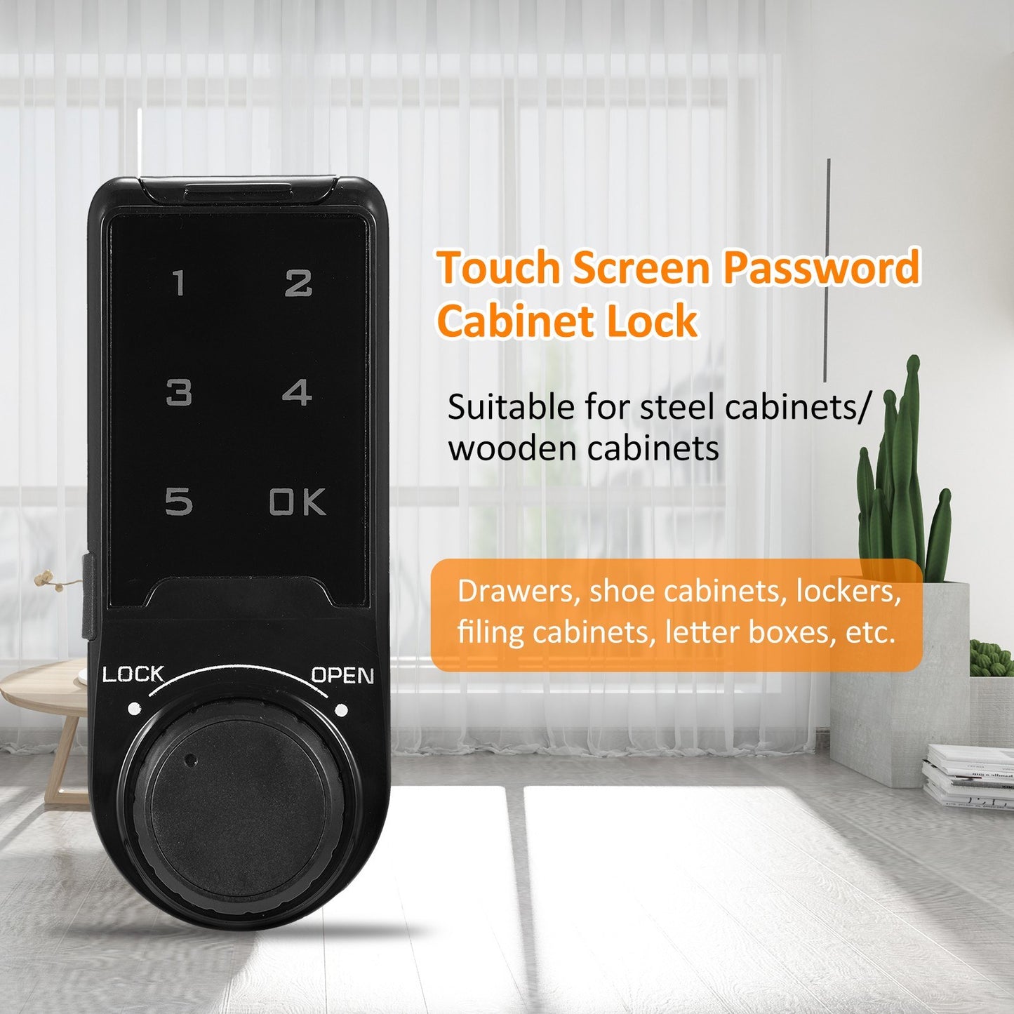 Smart Touchscreen Combination Lock for Drawers and Lockers - Plastic Panel