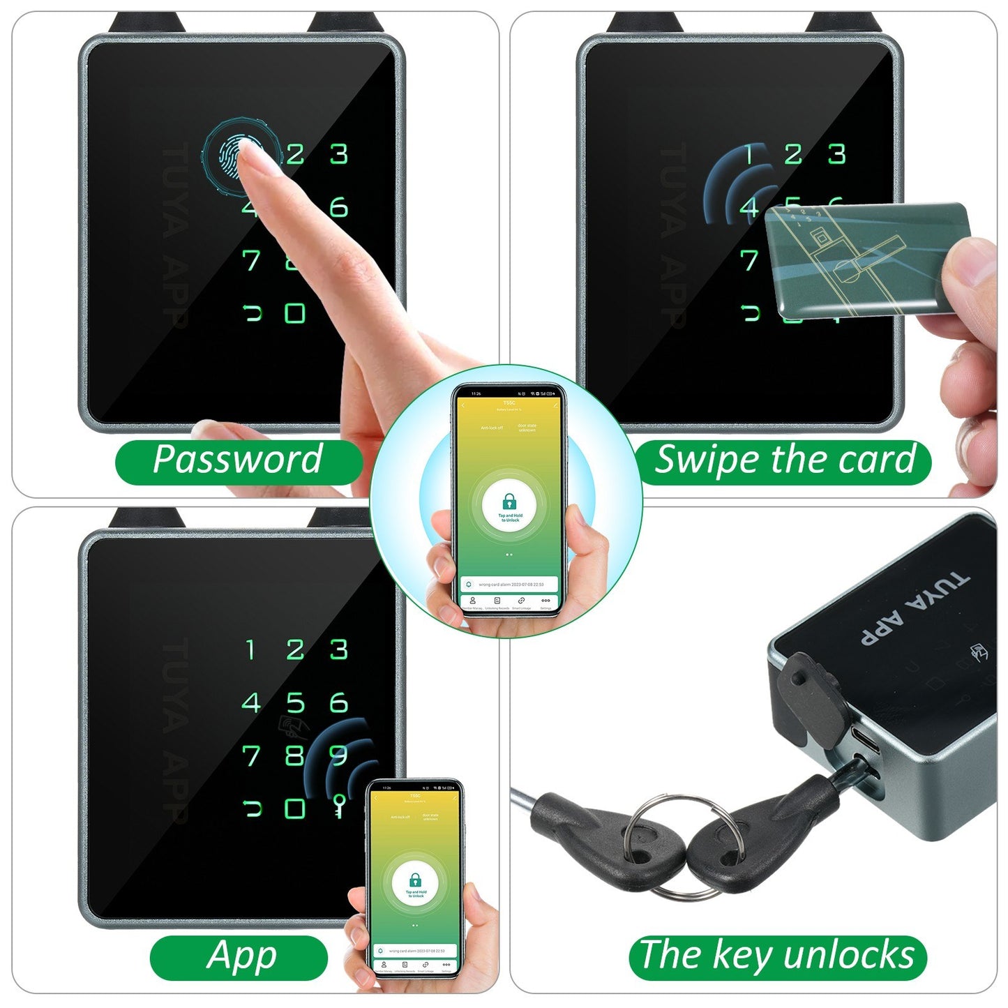 Waterproof Smart Fingerprint Padlock with Keypad & APP Unlock T55C