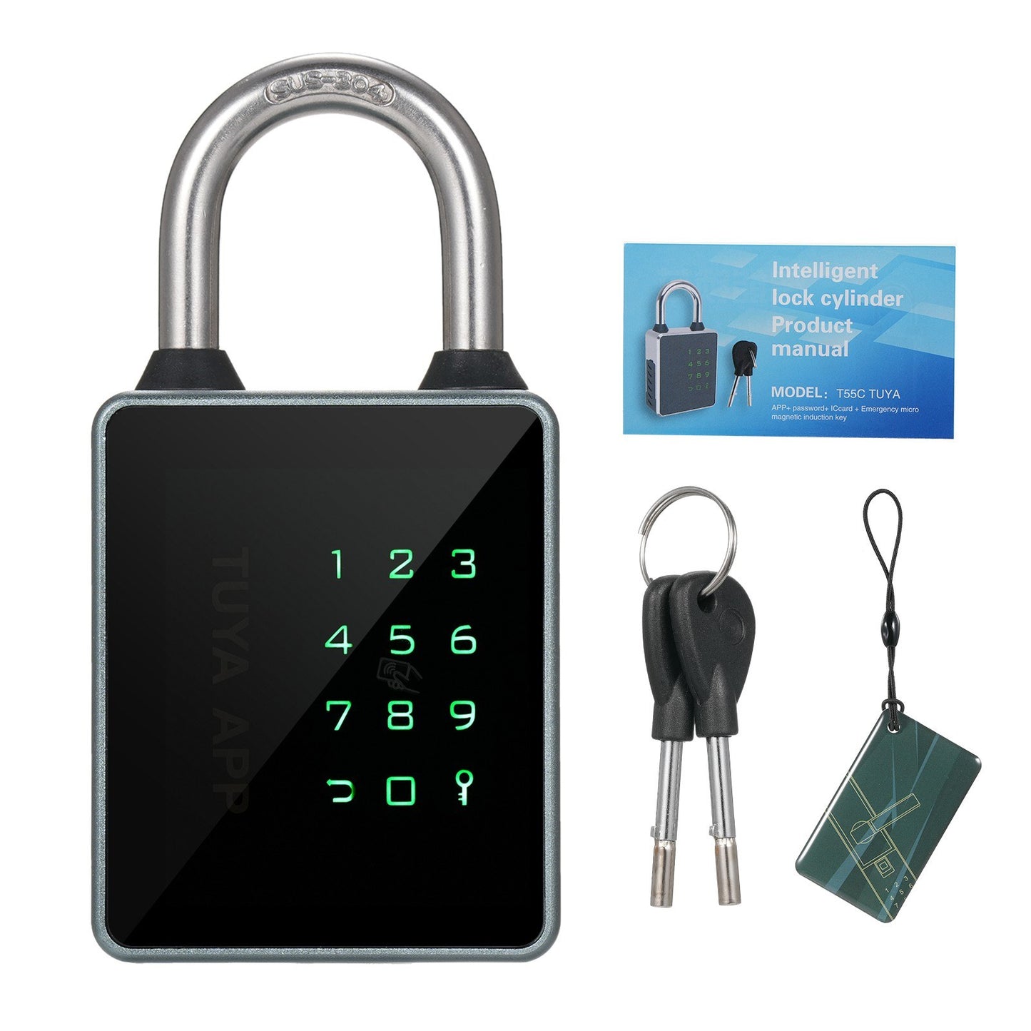 Waterproof Smart Fingerprint Padlock with Keypad & APP Unlock T55C