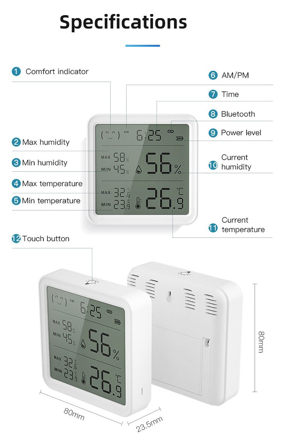Smart Wireless Bluetooth Temperature & Humidity Sensor and Linkage Detector