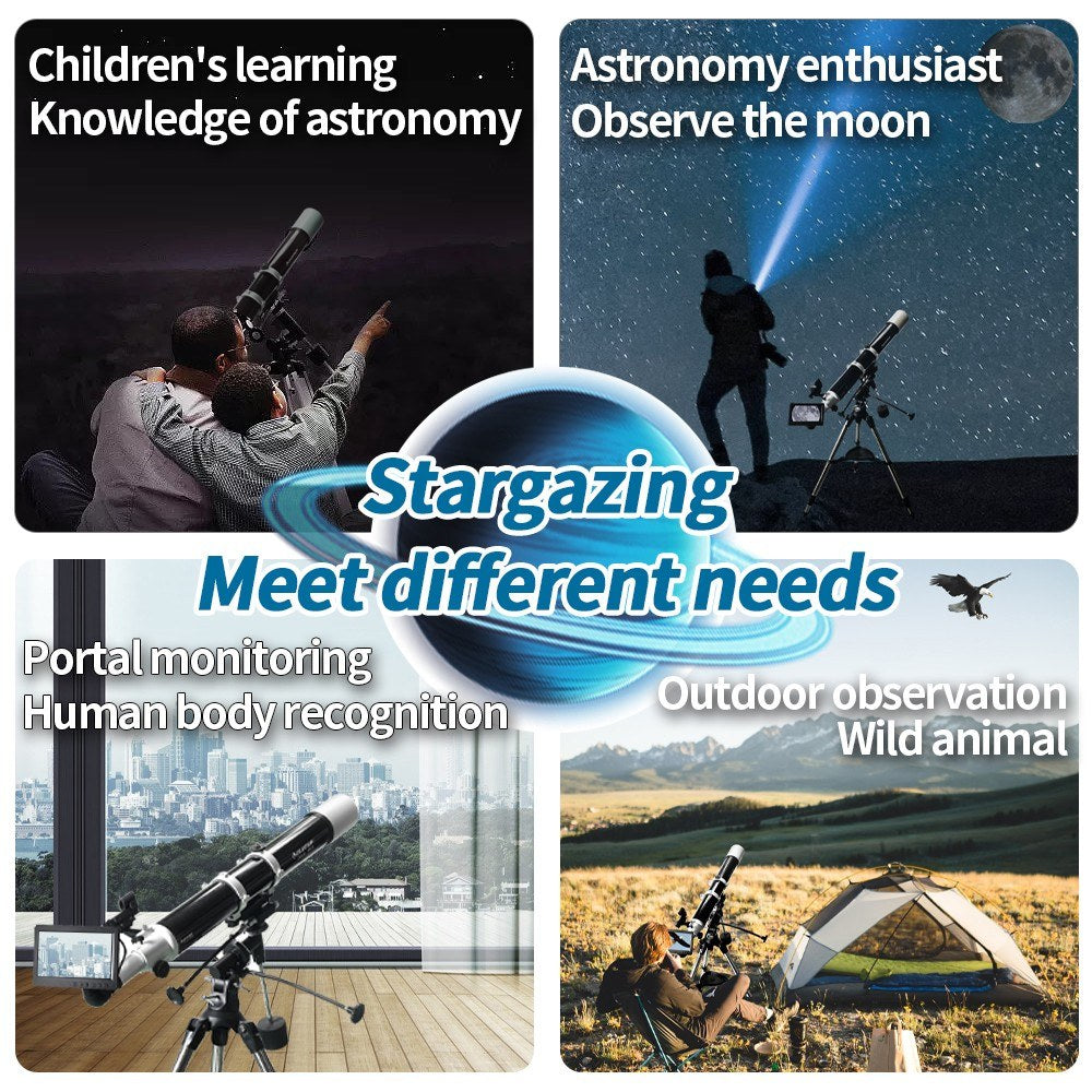 Professional 7-Inch IPS Display Astronomy Camera Telescope with Electronic Eyepiece for Planetary Observation and Stargazing