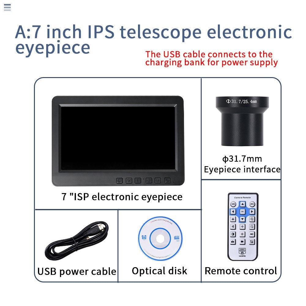 Professional 7-Inch IPS Display Astronomy Camera Telescope with Electronic Eyepiece for Planetary Observation and Stargazing