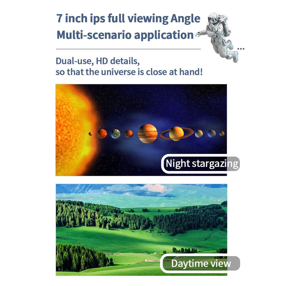 Professional 7-Inch IPS Display Astronomy Camera Telescope with Electronic Eyepiece for Planetary Observation and Stargazing