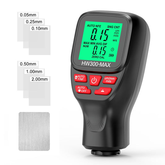Digital Thickness Gauge 0-2000UM with LCD Display, High Precision Car Paint Tester – Three Probe Modes & Units, Zero Calibration Function