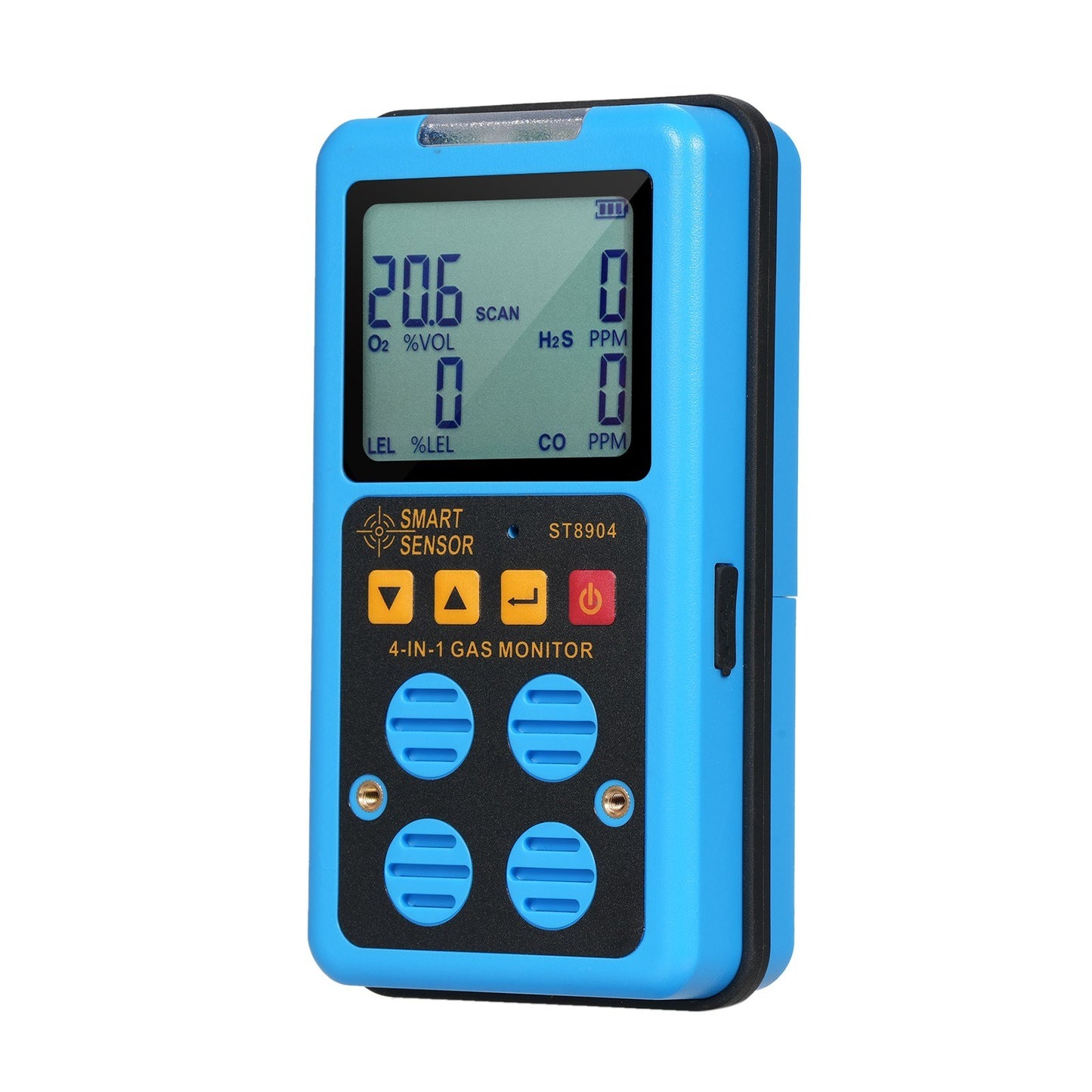 SMART SENSOR 4-in-1 Rechargeable Gas Detector - Portable H₂S, O₂, CO, LEL Monitor with LCD Display & Alarm