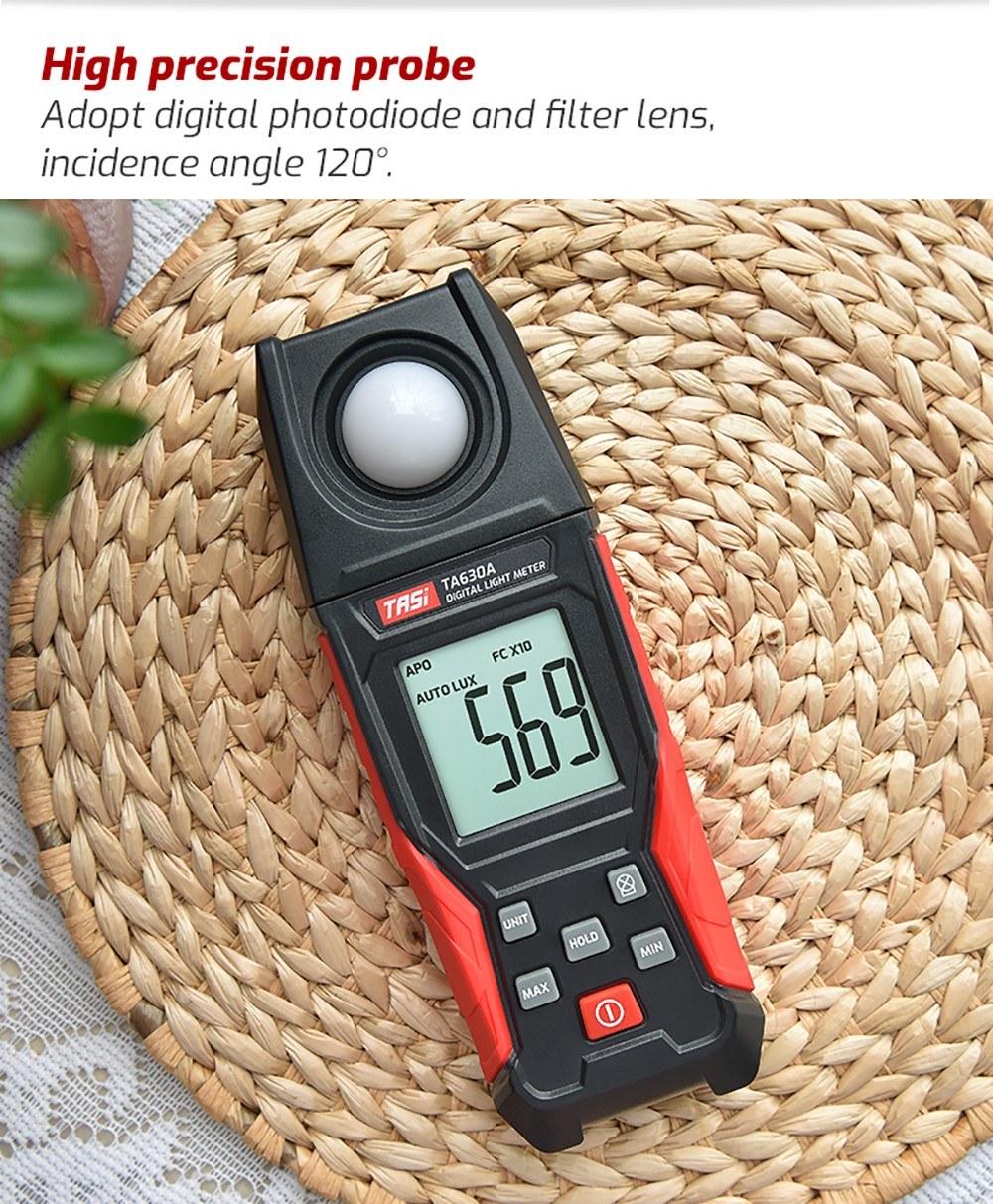 TASI Digital Lux Meter with Record & LCD Display, 0-200,000 Range, Flexible Sensor for Photography, Plants, Indoor & Outdoor Use