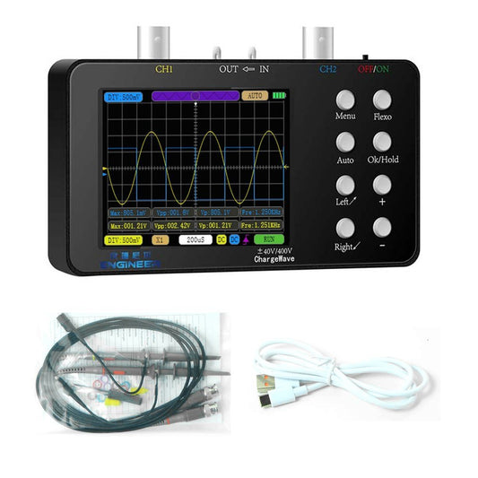Dual-Channel Portable Digital Oscilloscope - 50M Sampling Rate, 10M Bandwidth for Cellphone Repairs & Lissajous Patterns, 6A Current Waveform Measurement