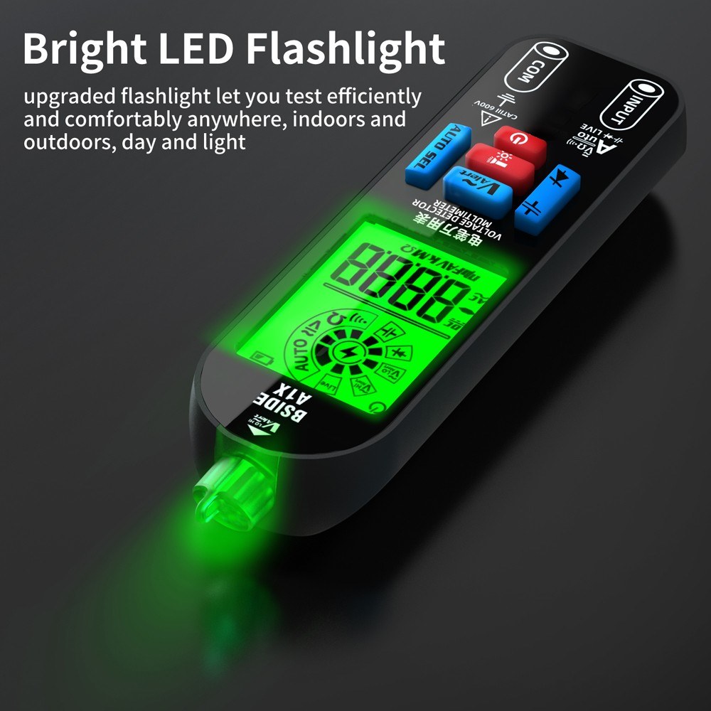 BSIDE Handheld Digital Multimeter with Voltage Tester, Diode Test, Live Wire Detection, Auto Shutdown & Flashlight
