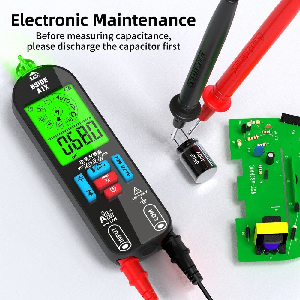 BSIDE Handheld Digital Multimeter with Voltage Tester, Diode Test, Live Wire Detection, Auto Shutdown & Flashlight