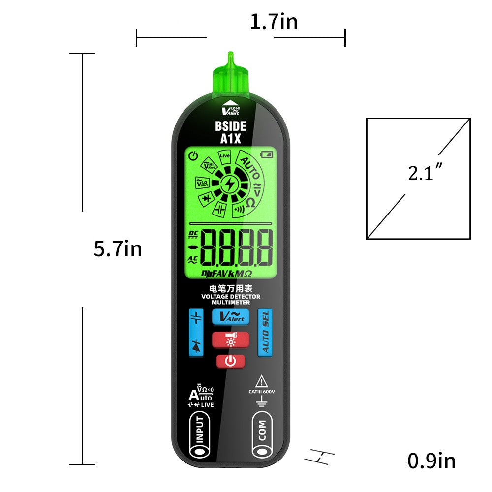 BSIDE Handheld Digital Multimeter with Voltage Tester, Diode Test, Live Wire Detection, Auto Shutdown & Flashlight