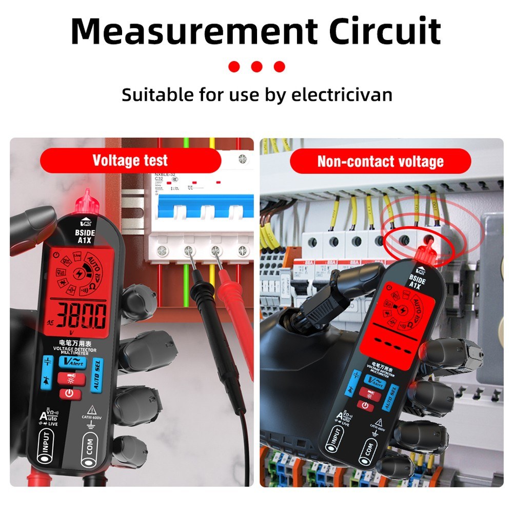BSIDE Handheld Digital Multimeter with Voltage Tester, Diode Test, Live Wire Detection, Auto Shutdown & Flashlight