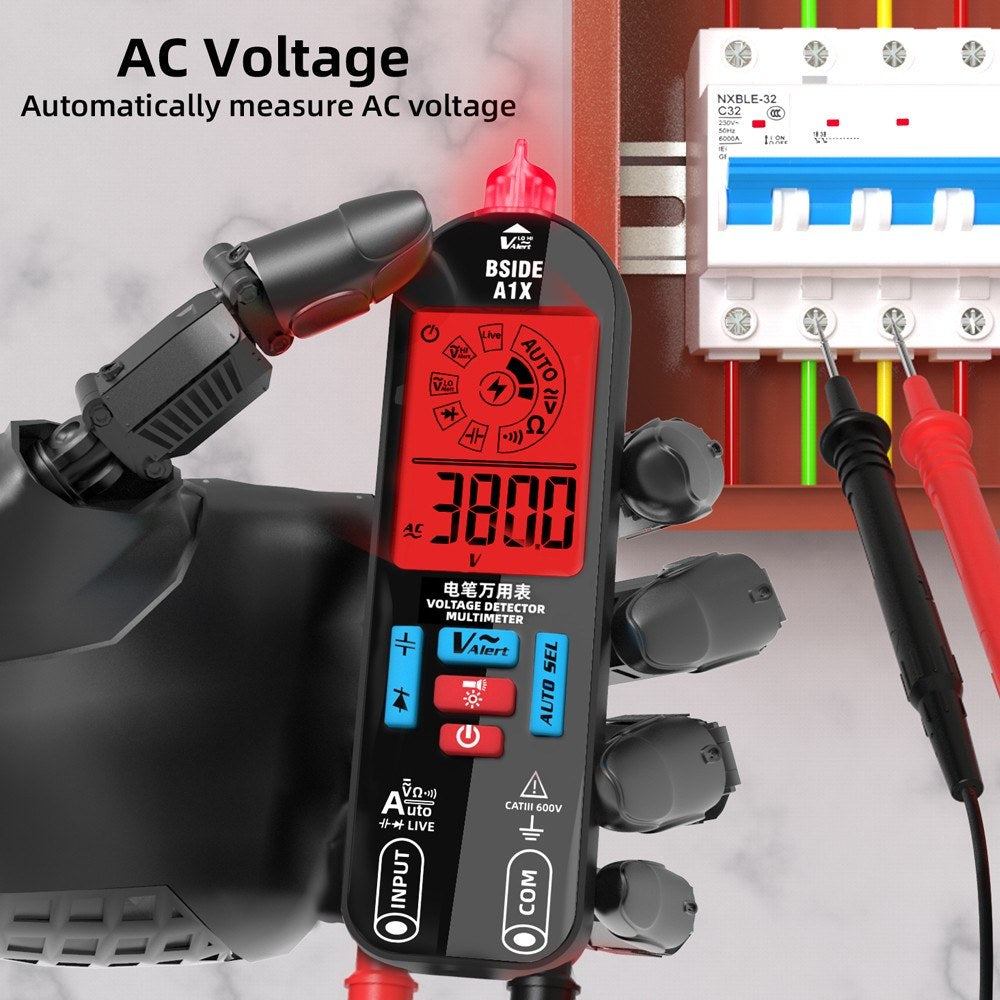 BSIDE Handheld Digital Multimeter with Voltage Tester, Diode Test, Live Wire Detection, Auto Shutdown & Flashlight