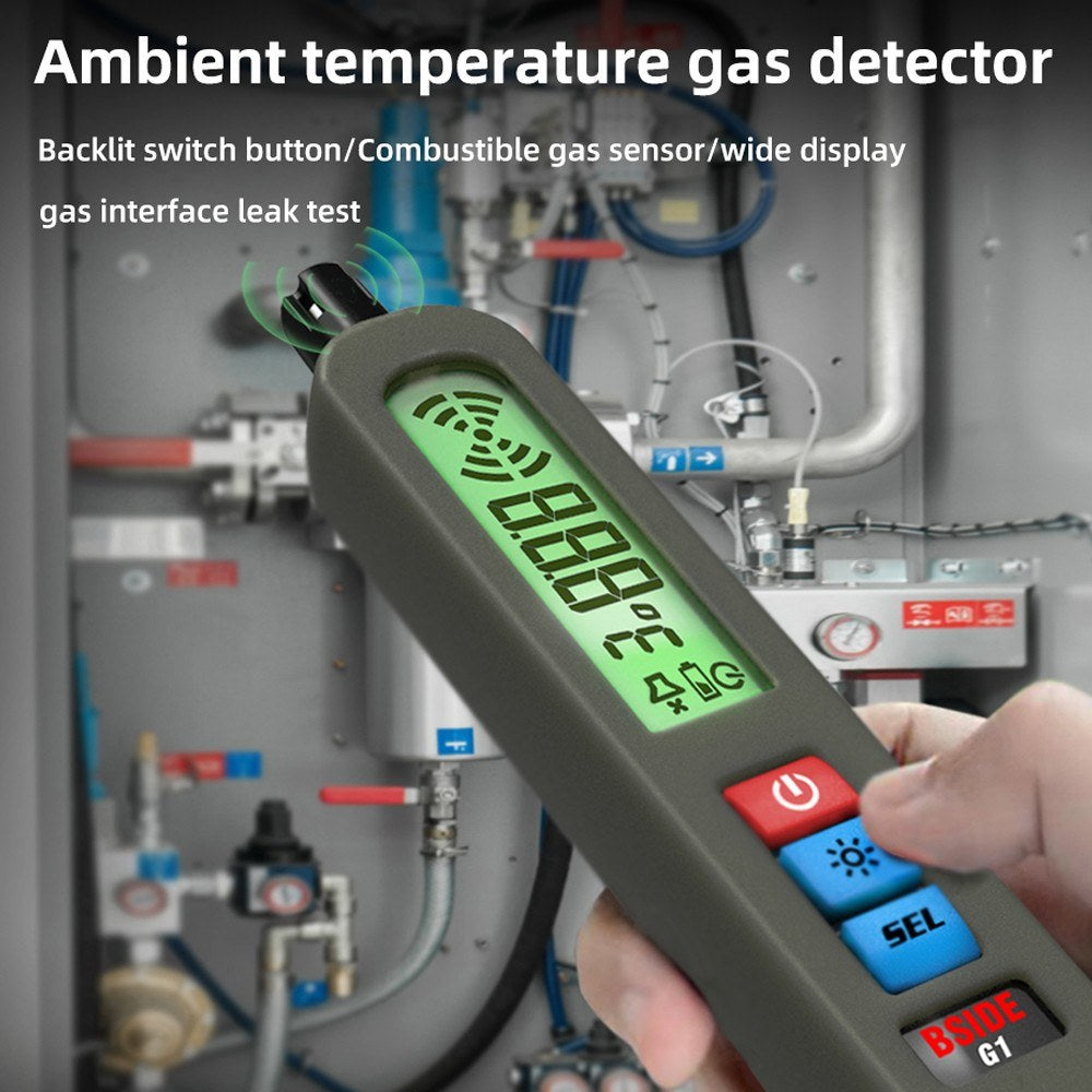 Portable Combustible Gas Leak Detector with Temperature Test & Alarm