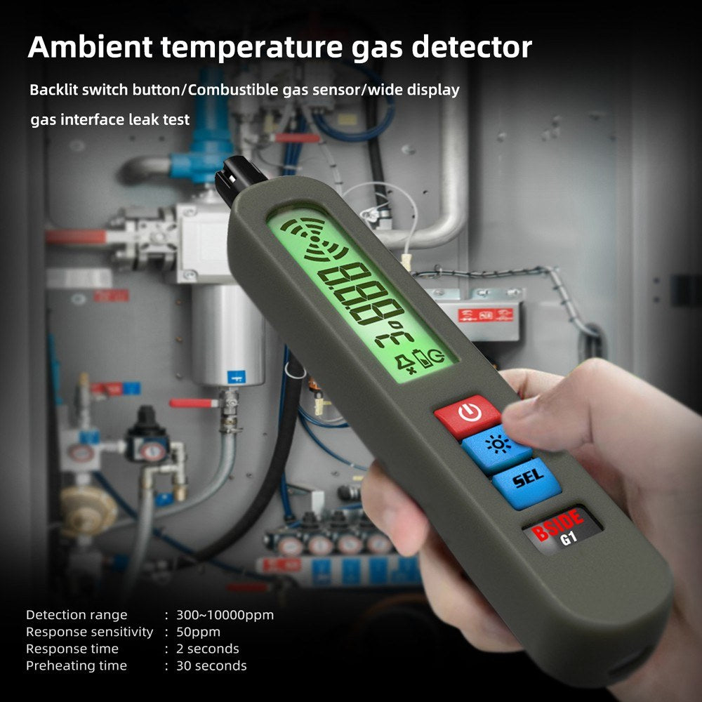 Portable Combustible Gas Leak Detector with Temperature Test & Alarm