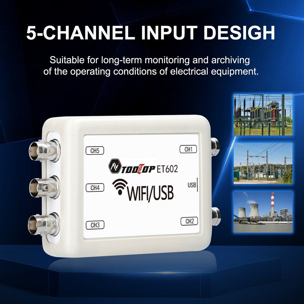 TOOLTOP 5-Channel Virtual Oscilloscope with Data Storage & 4 Switchable Measurement Modes