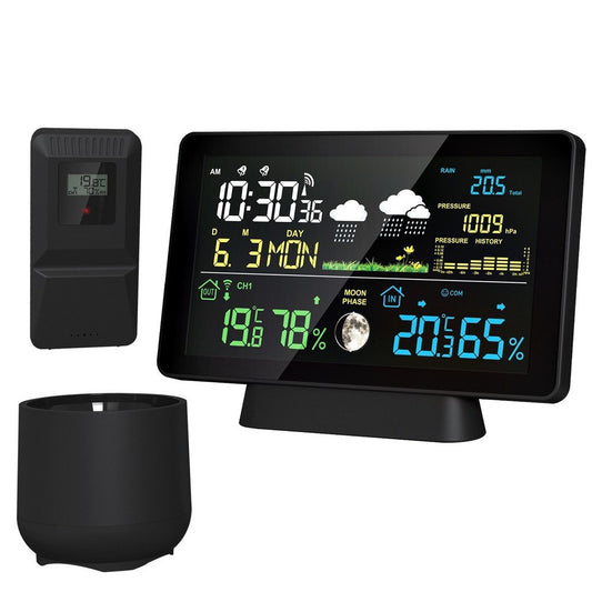 Smart Weather Station with Color Screen: Temp, Humidity, Rainfall, Barometric Pressure, Moon Phase, Forecast & Alarm