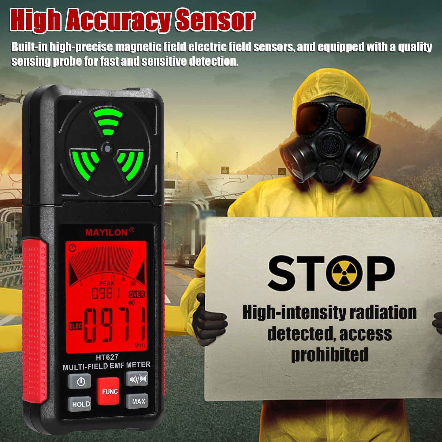 Portable EMF Meter - Digital Electromagnetic Radiation & Electric Field Detector for Home, Lab, Hospital