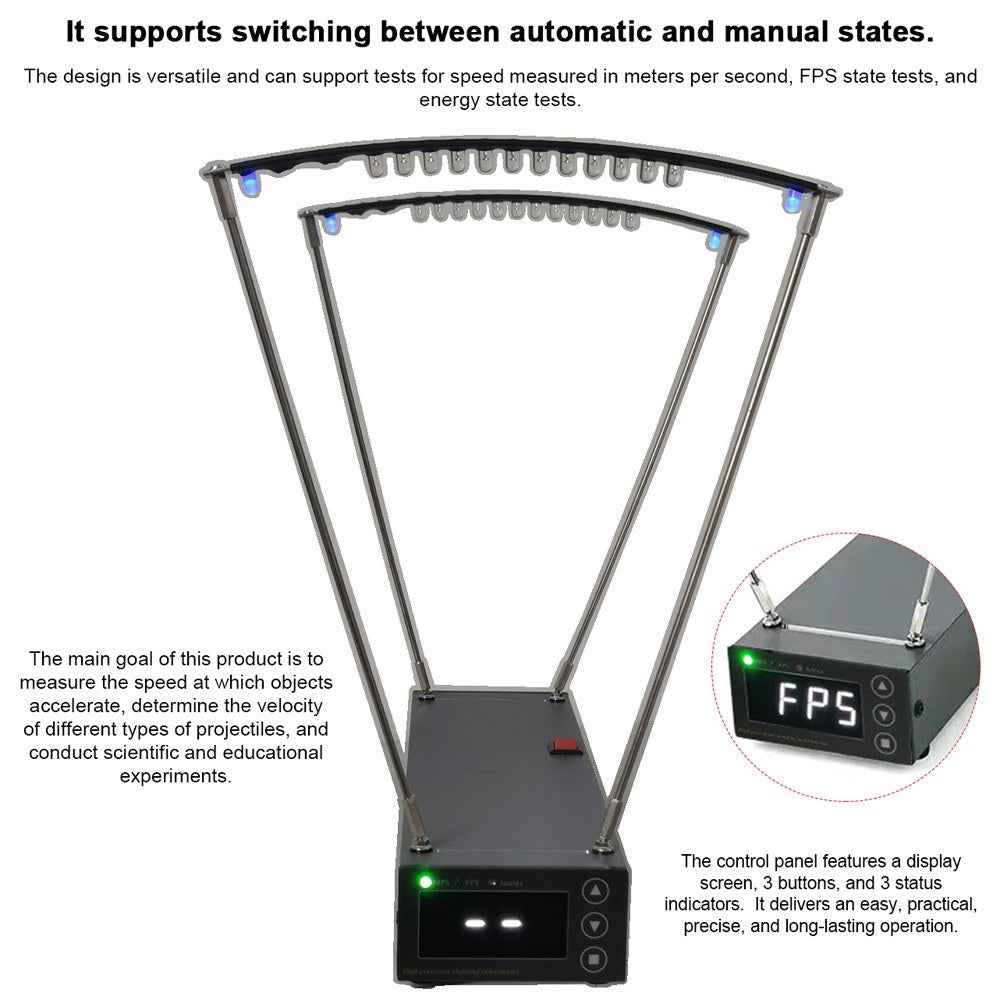 Professional Aluminum Alloy Bow Speedometer 0-2000MPS - Canopy-type Velocity Measurement Tool