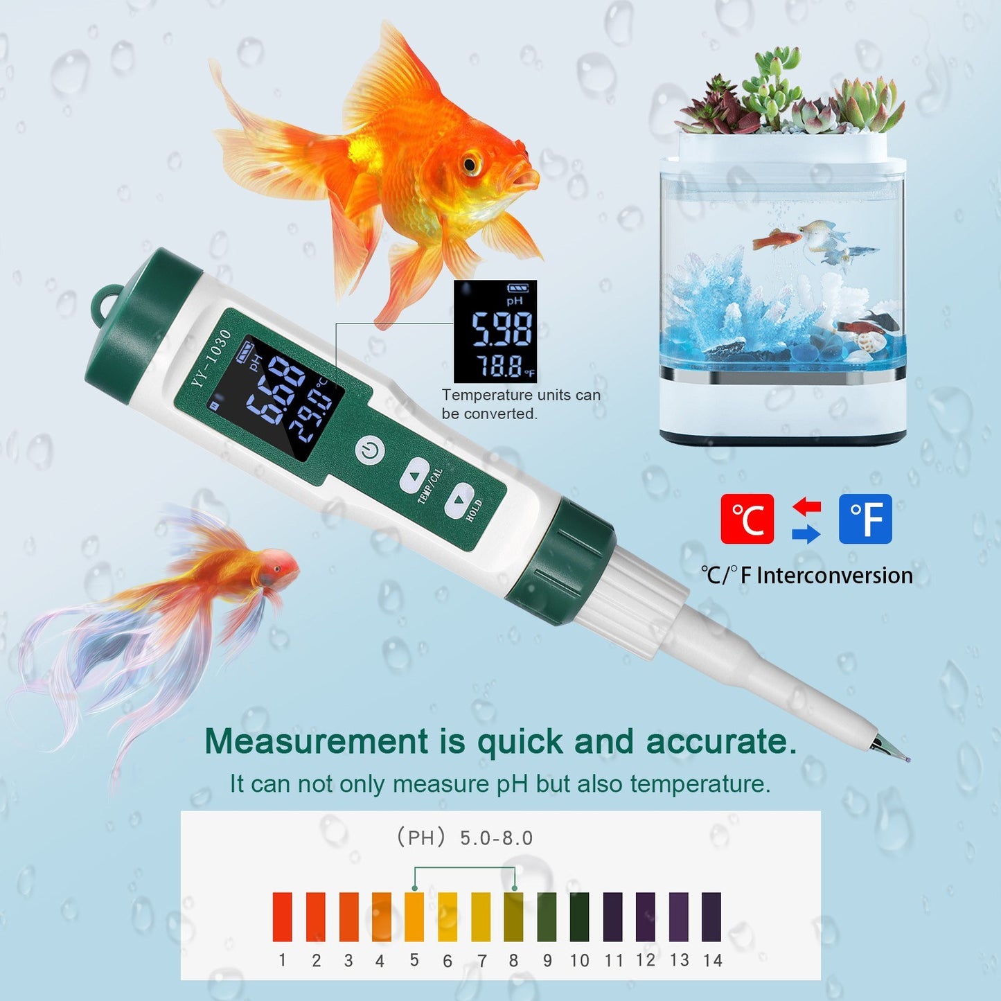 Digital pH Meter for Baby Food, Dough, Cheese, Cosmetics, and Soil - Model YY-1030