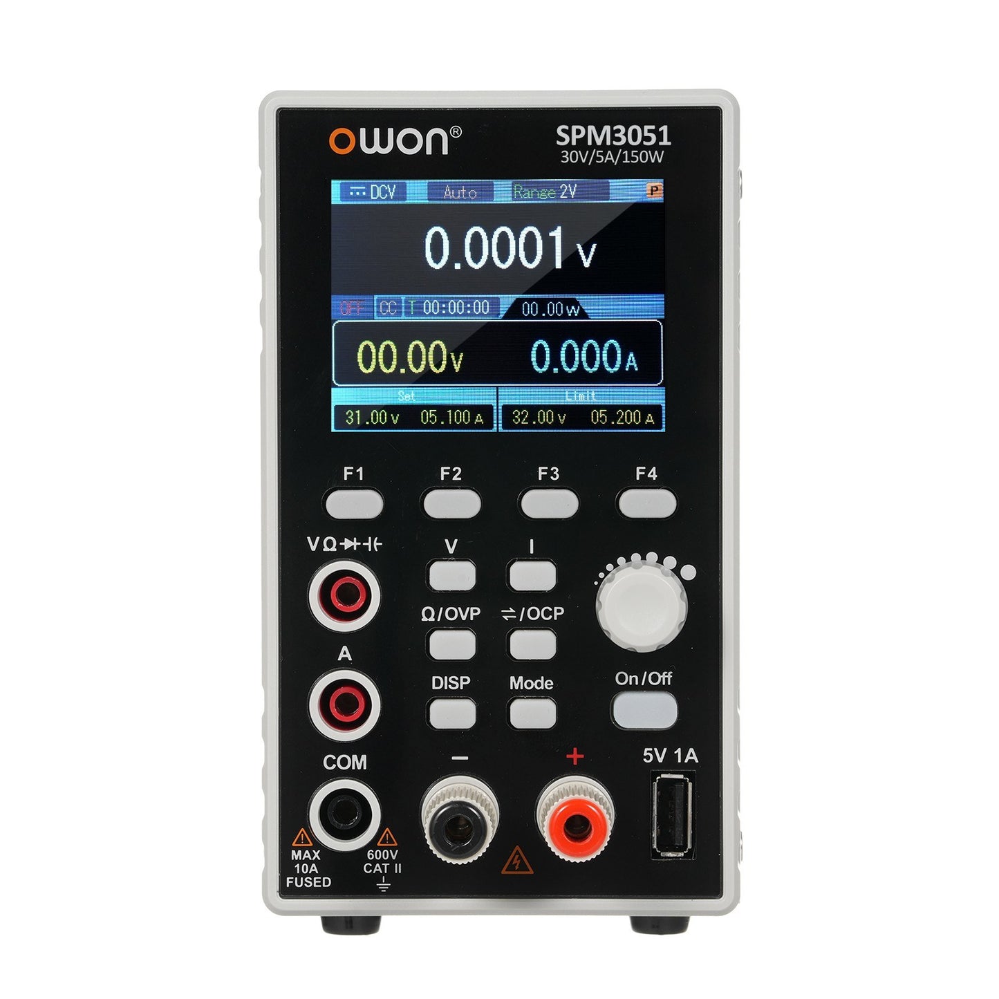 OWON SPM3103 300W Programmable Lab DC Power Supply (0-30V, 0-10A) with Multimeter, 2.8 LCD, Output Control, Single Channel