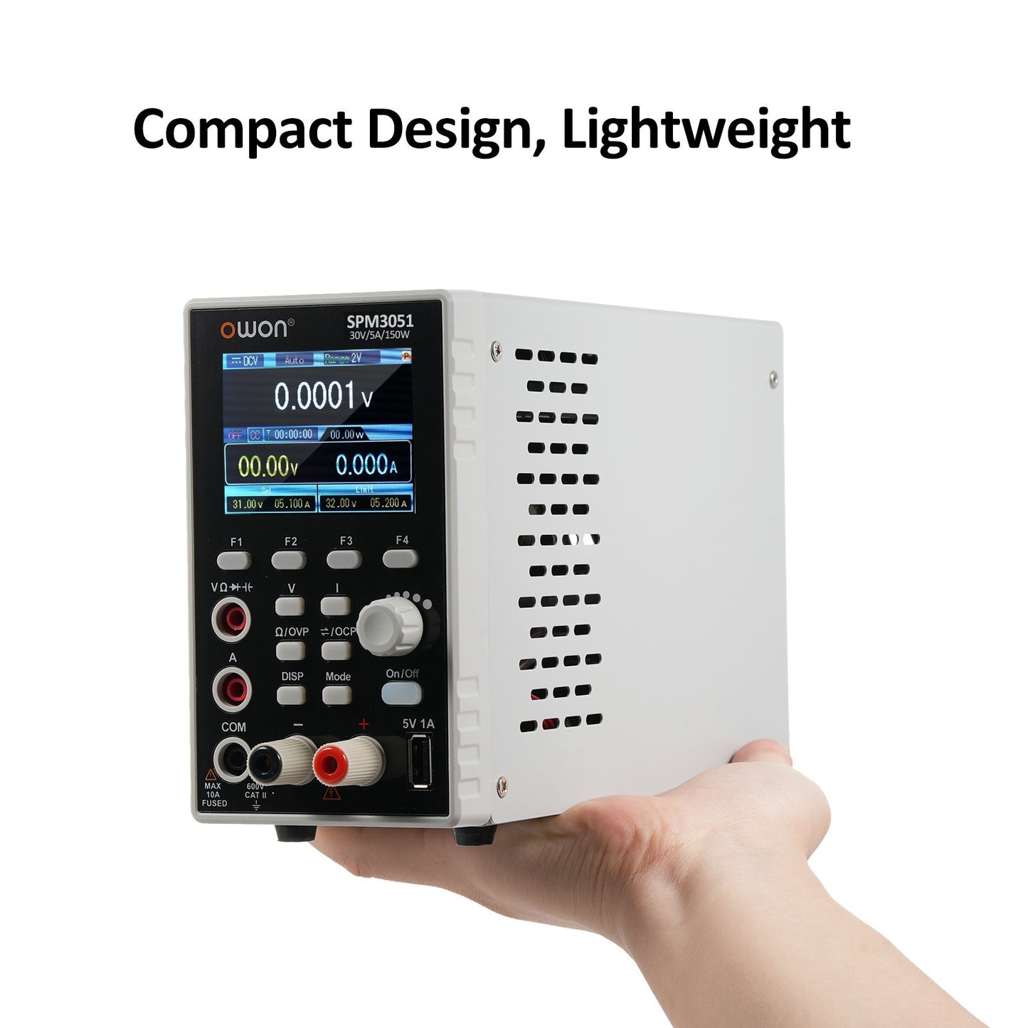 OWON SPM3103 300W Programmable Lab DC Power Supply (0-30V, 0-10A) with Multimeter, 2.8 LCD, Output Control, Single Channel