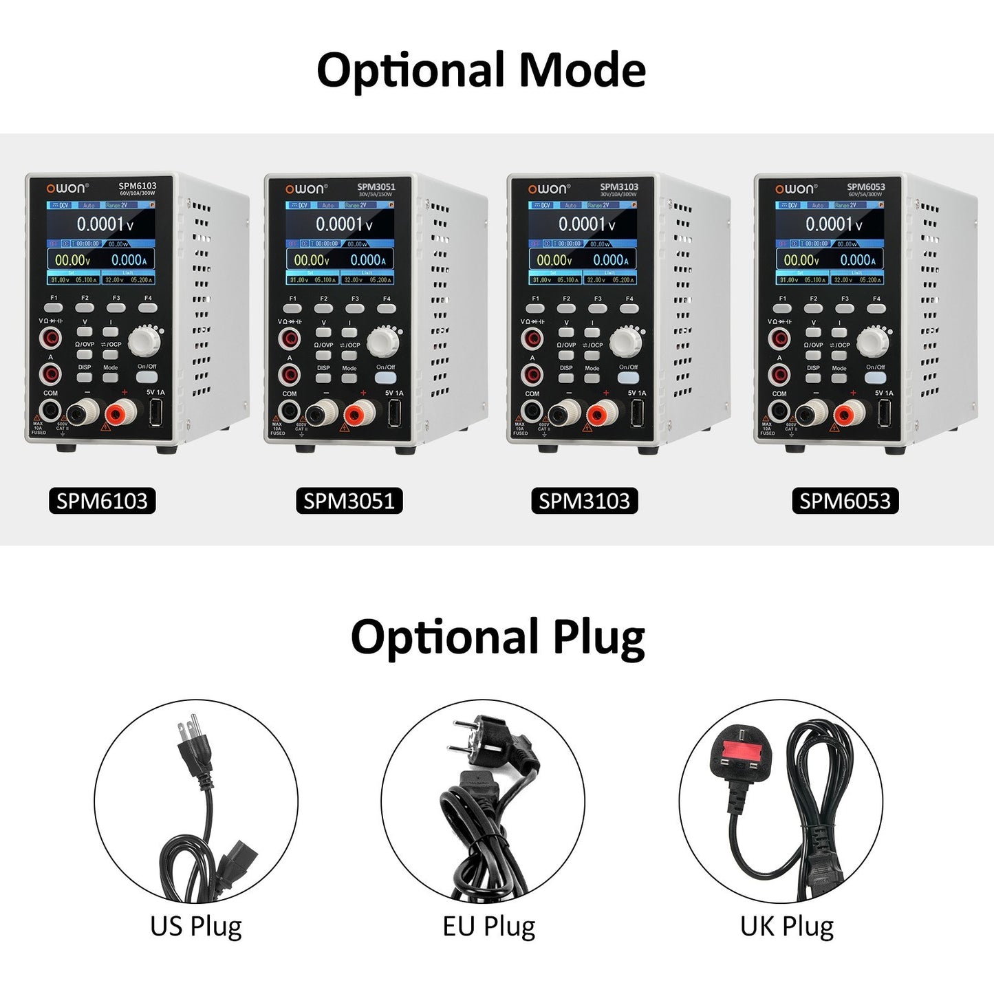 OWON SPM3103 300W Programmable Lab DC Power Supply (0-30V, 0-10A) with Multimeter, 2.8 LCD, Output Control, Single Channel
