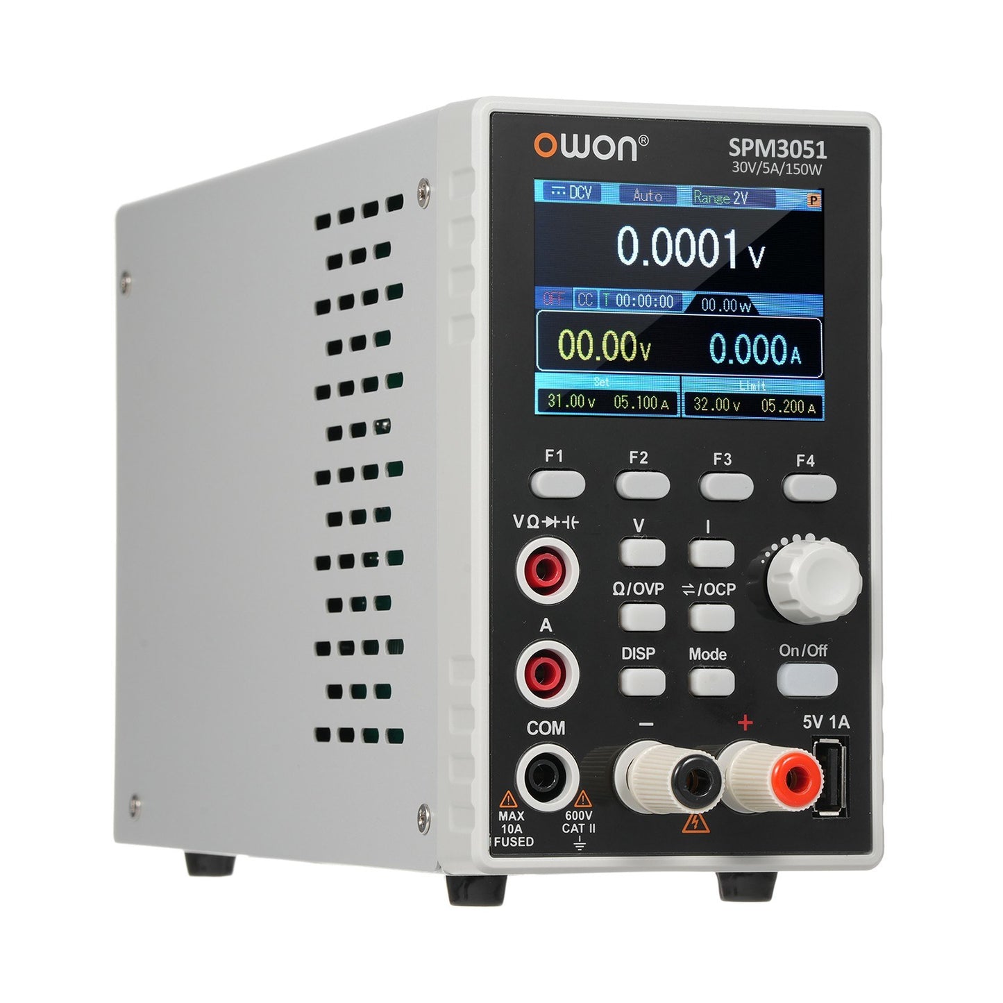 OWON SPM3103 300W Programmable Lab DC Power Supply (0-30V, 0-10A) with Multimeter, 2.8 LCD, Output Control, Single Channel