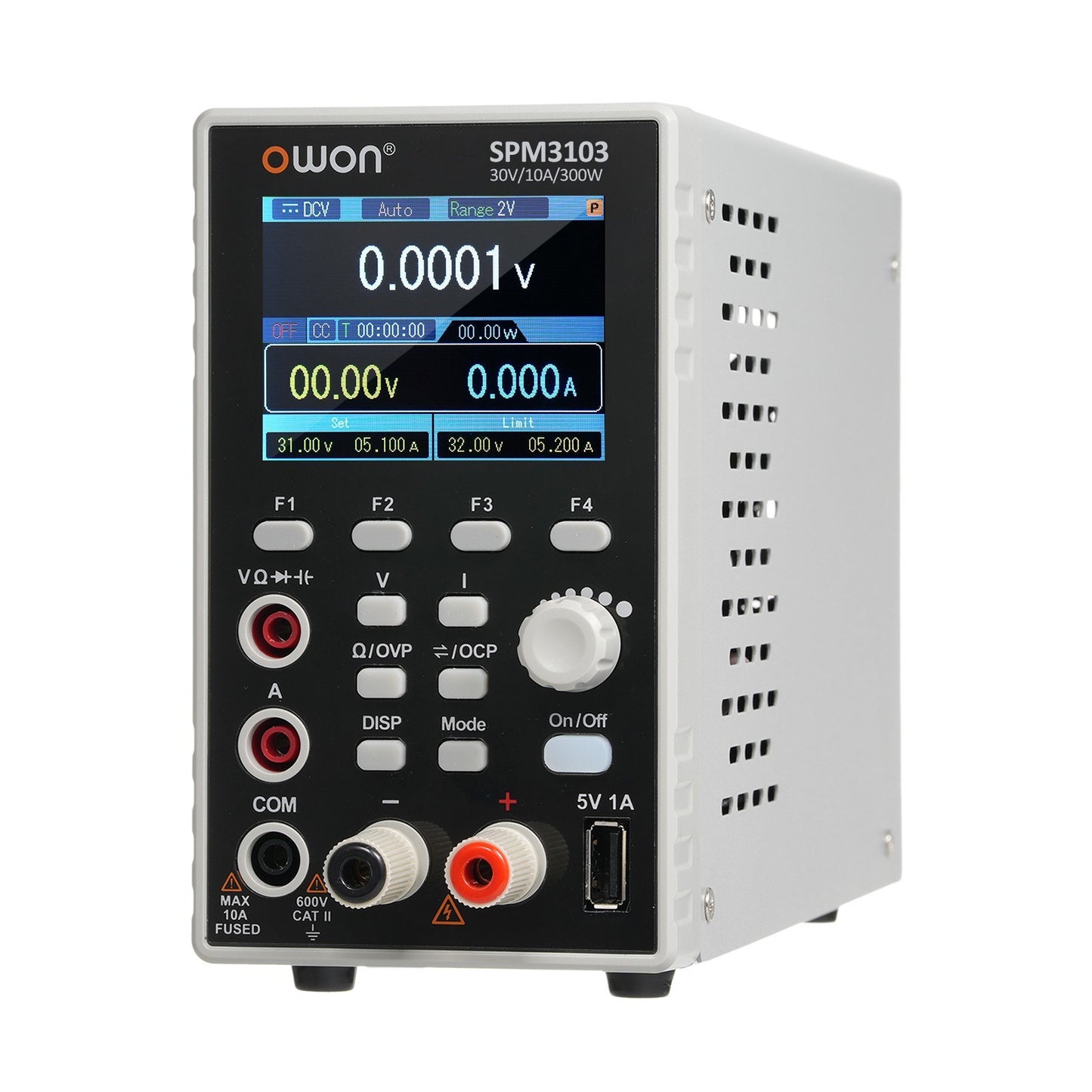 OWON SPM3103 300W Programmable Lab DC Power Supply (0-30V, 0-10A) with Multimeter, 2.8 LCD, Output Control, Single Channel
