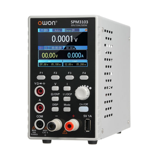 OWON SPM3103 300W Programmable Lab DC Power Supply (0-30V, 0-10A) with Multimeter, 2.8 LCD, Output Control, Single Channel