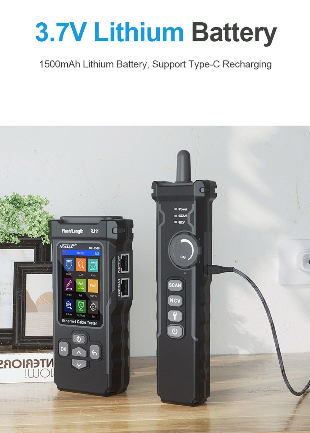 NOYAFA NF-8506 Rechargeable LCD Network Cable Tester & Multifunction Wire Tracker