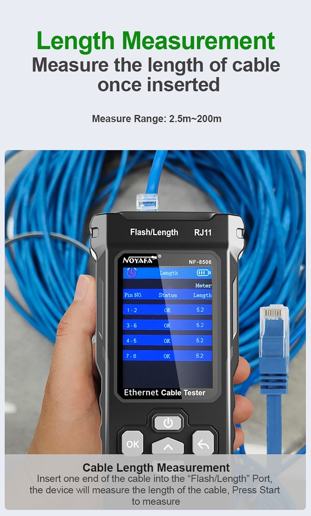 NOYAFA NF-8506 Rechargeable LCD Network Cable Tester & Multifunction Wire Tracker