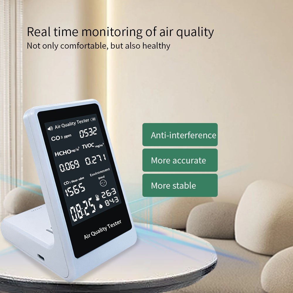 Smart Indoor CO2 Detector: Portable Multifunction Thermohygrometer & Air Quality Monitor
