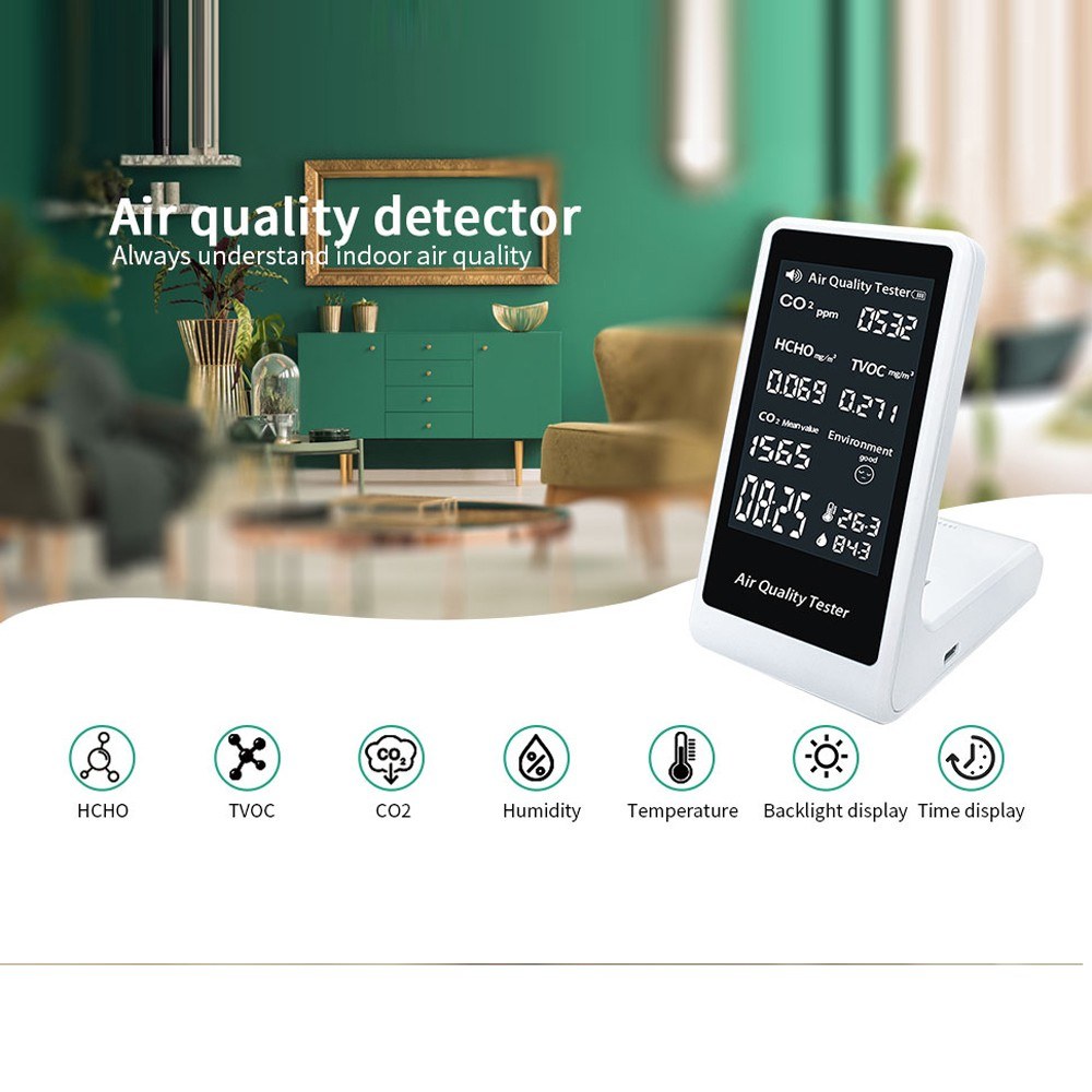 Smart Indoor CO2 Detector: Portable Multifunction Thermohygrometer & Air Quality Monitor