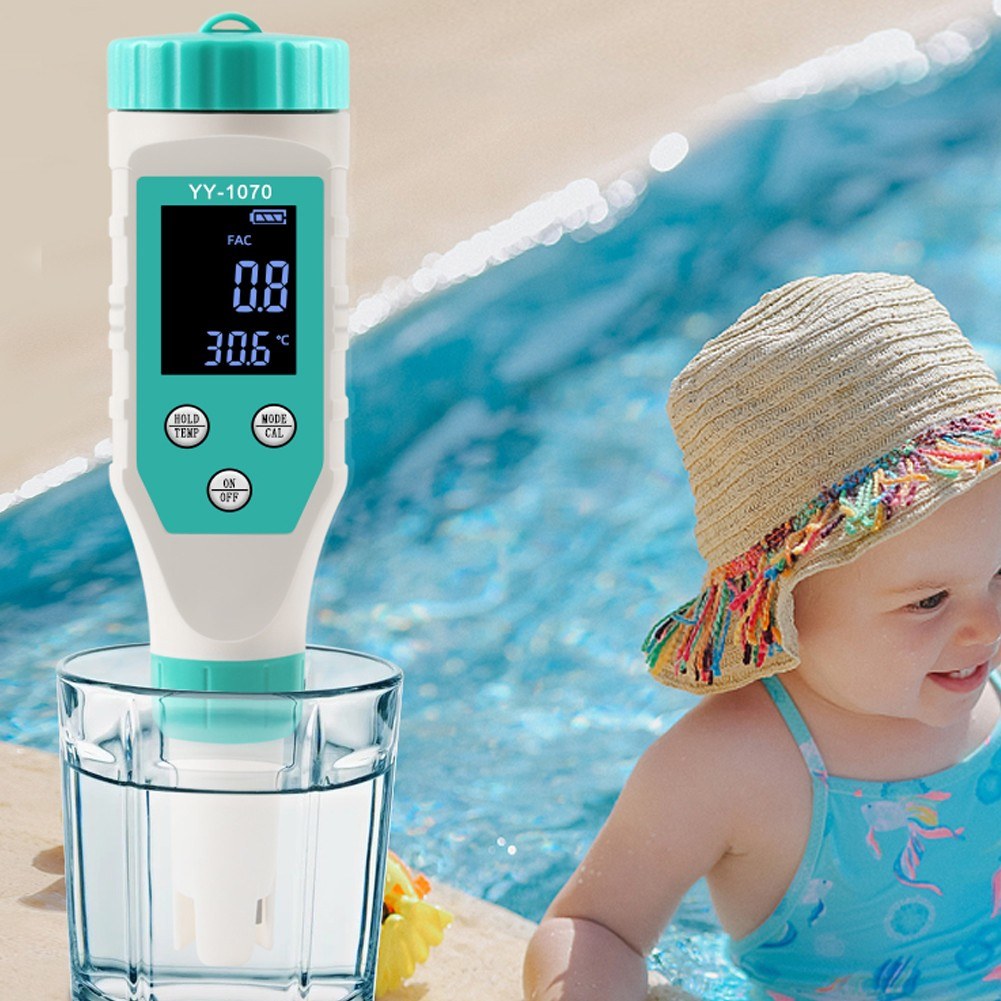 7-in-1 Water Quality Tester: Chlorine, pH, TDS, Salt, ORP, FAC, EC, Temperature for Drinking Water, Aquarium, Pool