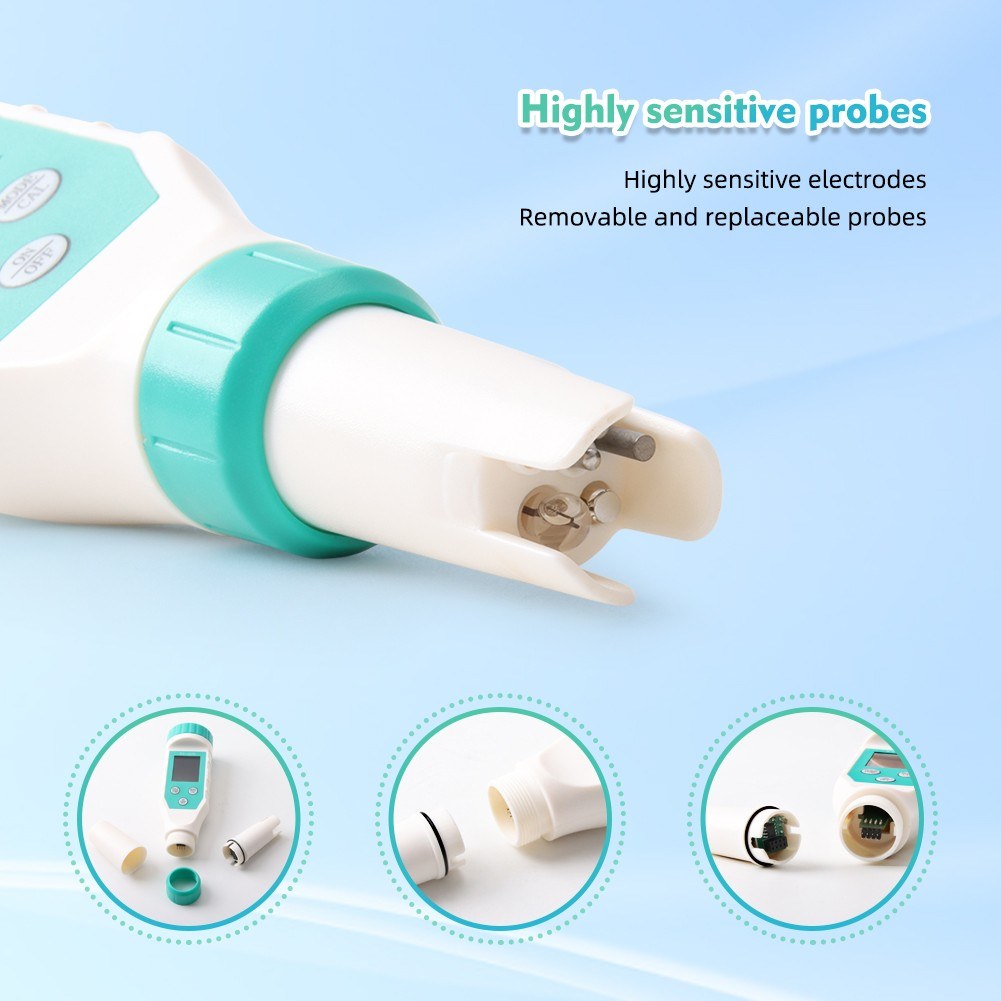 7-in-1 Water Quality Tester: Chlorine, pH, TDS, Salt, ORP, FAC, EC, Temperature for Drinking Water, Aquarium, Pool