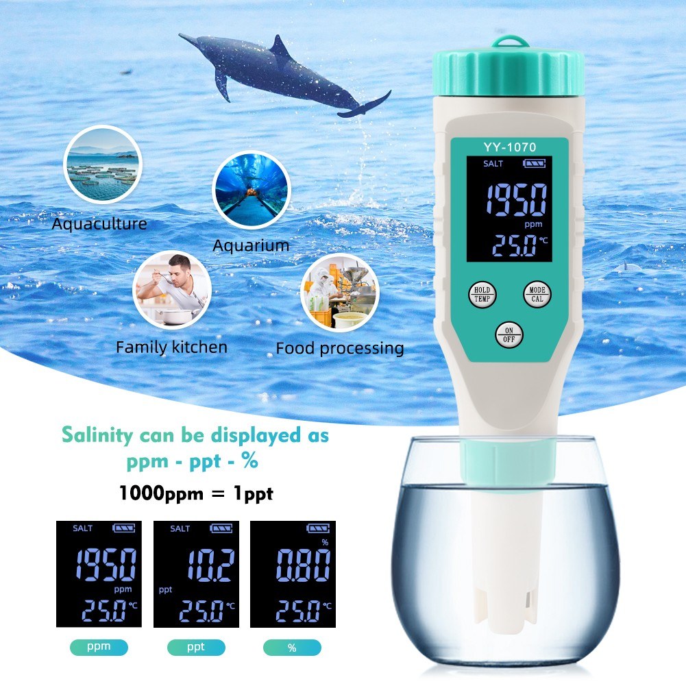 7-in-1 Water Quality Tester: Chlorine, pH, TDS, Salt, ORP, FAC, EC, Temperature for Drinking Water, Aquarium, Pool