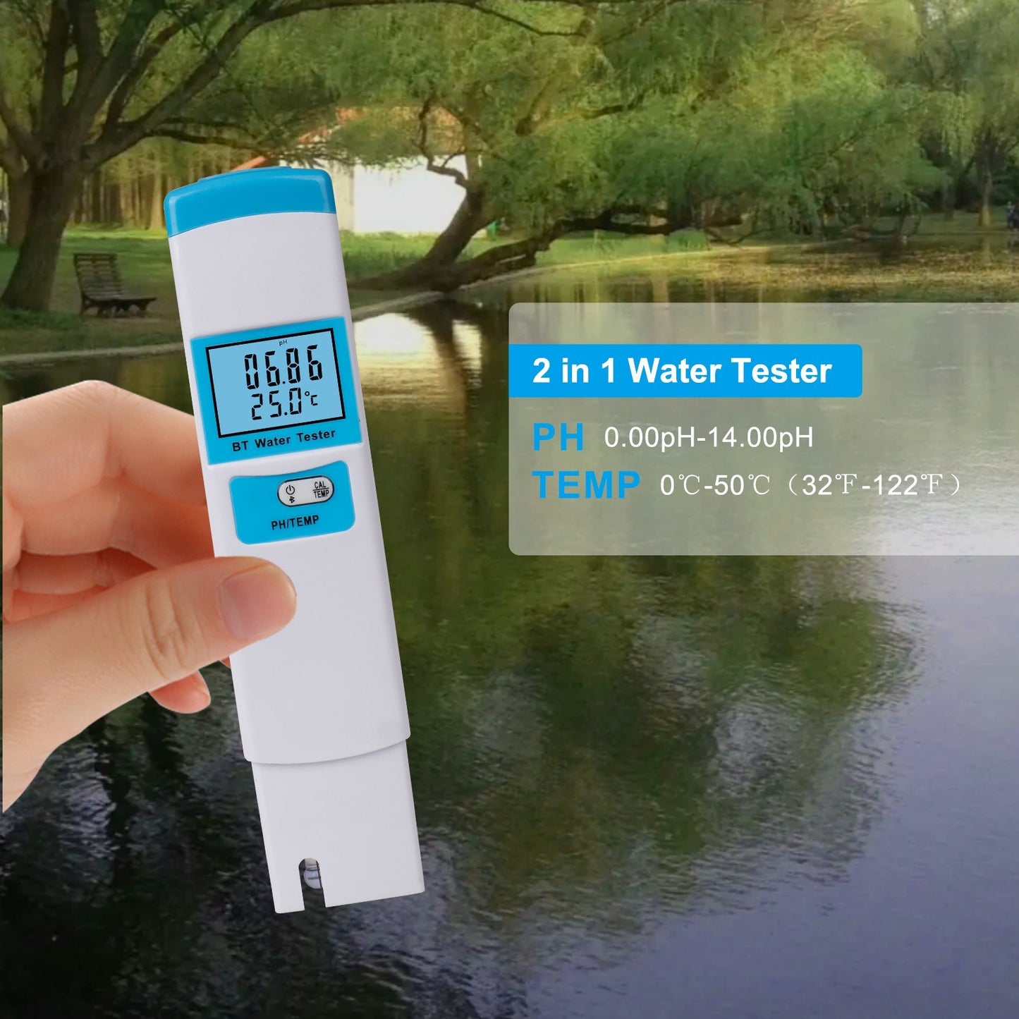 BT Multi-functional Water Quality Tester: PH & Temperature Meter for Drinking Water, Aquarium, Aquaculture & Swimming Pool