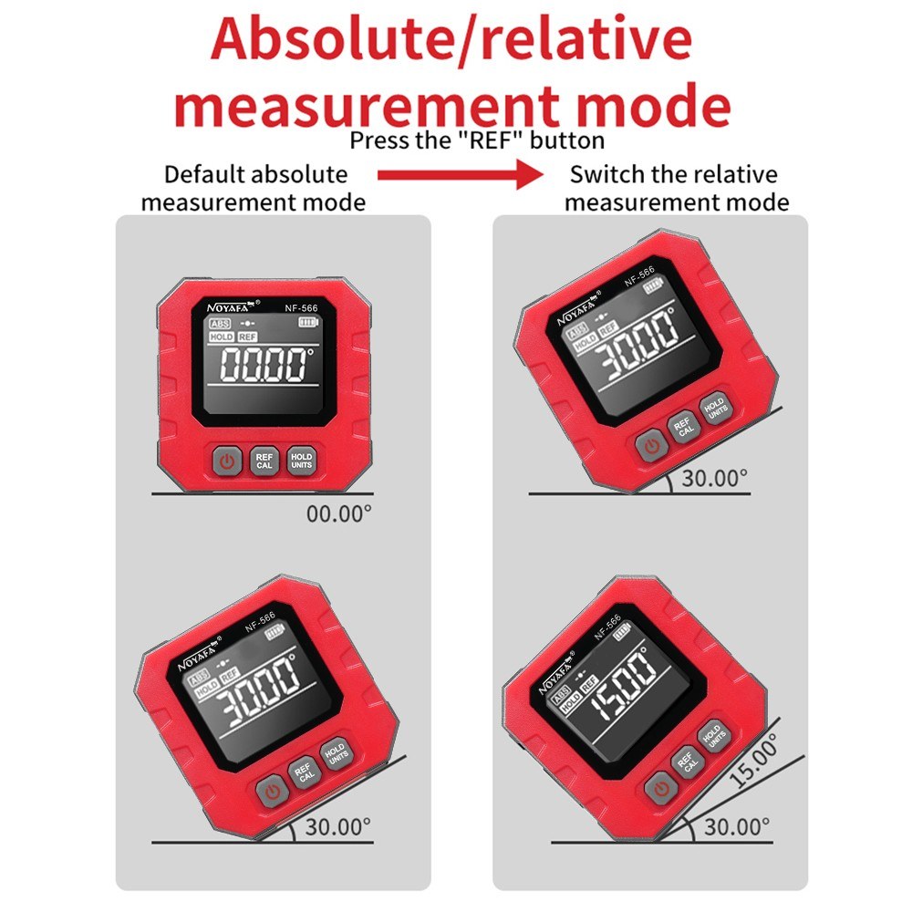 Portable Digital Inclinometer 4*90° Backlight Protractor with Data Hold & Five-side Magnetic Functionality