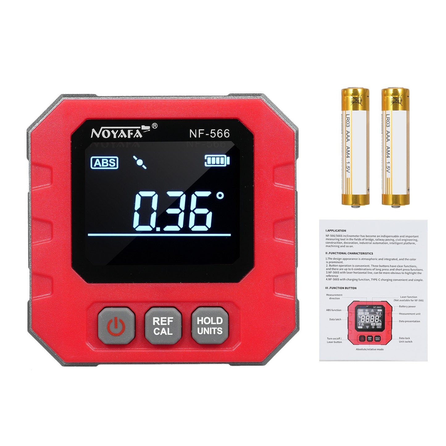 Portable Digital Inclinometer 4*90° Backlight Protractor with Data Hold & Five-side Magnetic Functionality