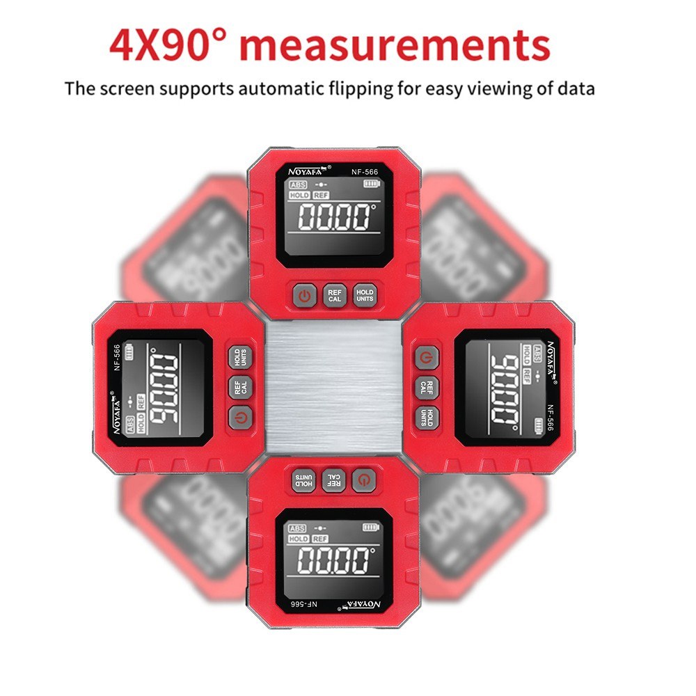 Portable Digital Inclinometer 4*90° Backlight Protractor with Data Hold & Five-side Magnetic Functionality